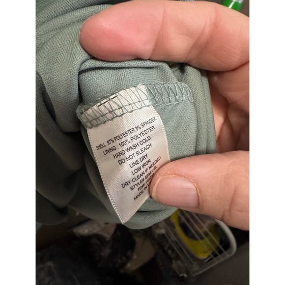 Monteau Shift Dress Womens Large Green Excellent midSleeve Belted Utility Pocket - Picture 6 of 7